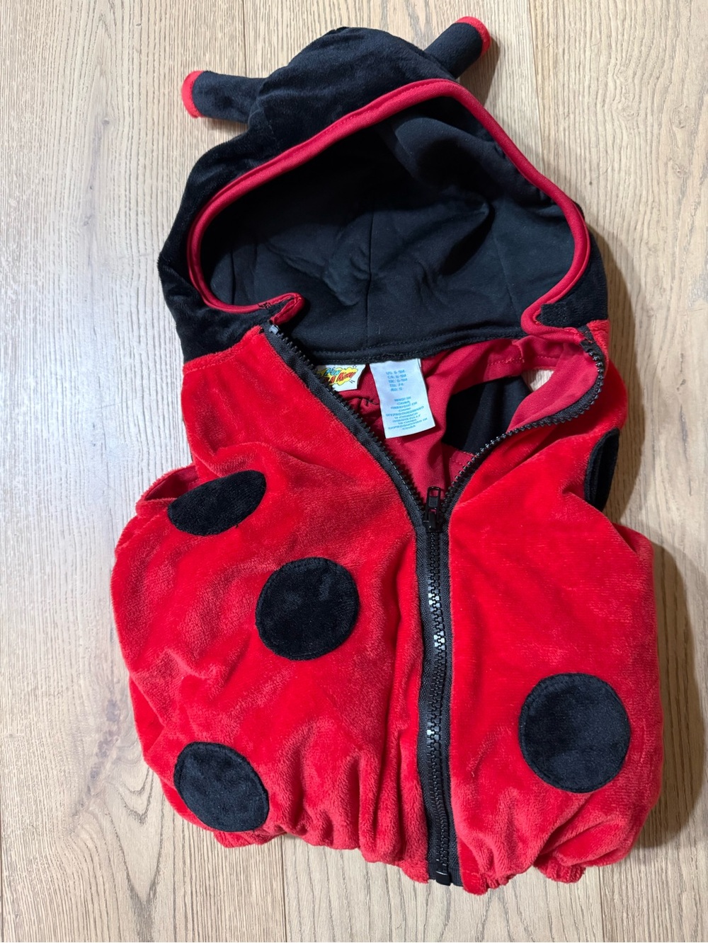 6-9 month Red & Black Ladybug Hooded Costume Vest